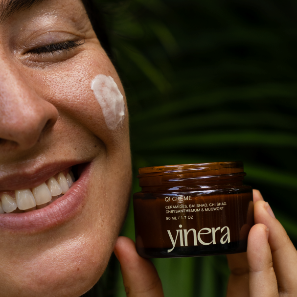 Yinera Qi tallow cream on face