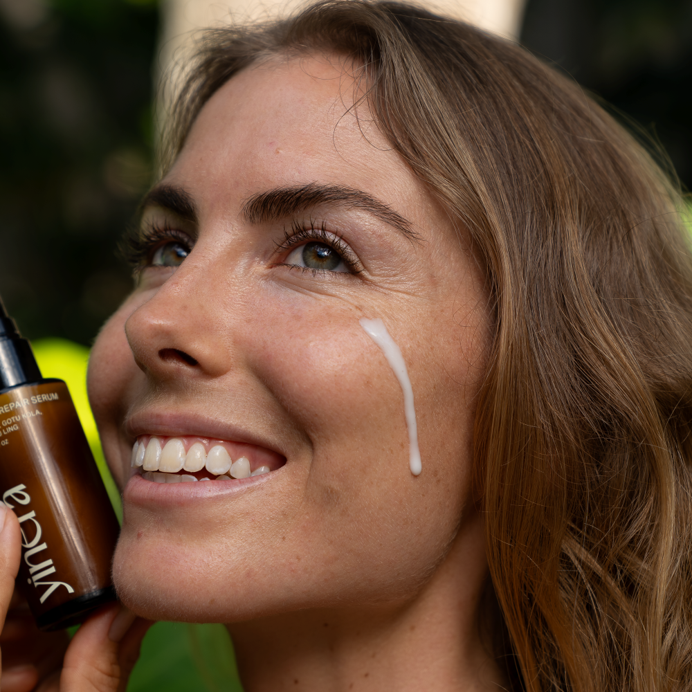 dripping cream on face yinera skincare