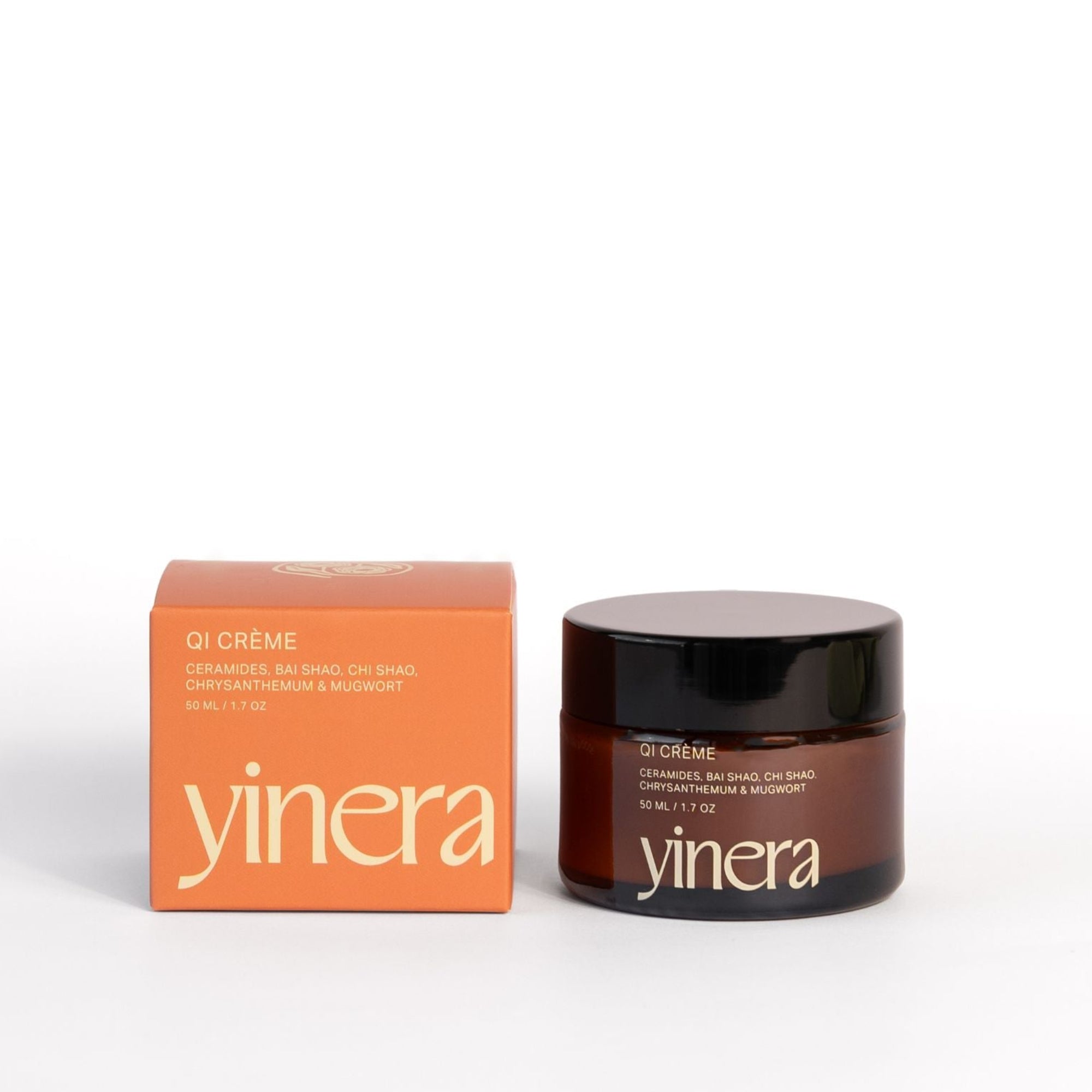 Qi tallow cream | Yinera tallow skincare | amber bottle with red box